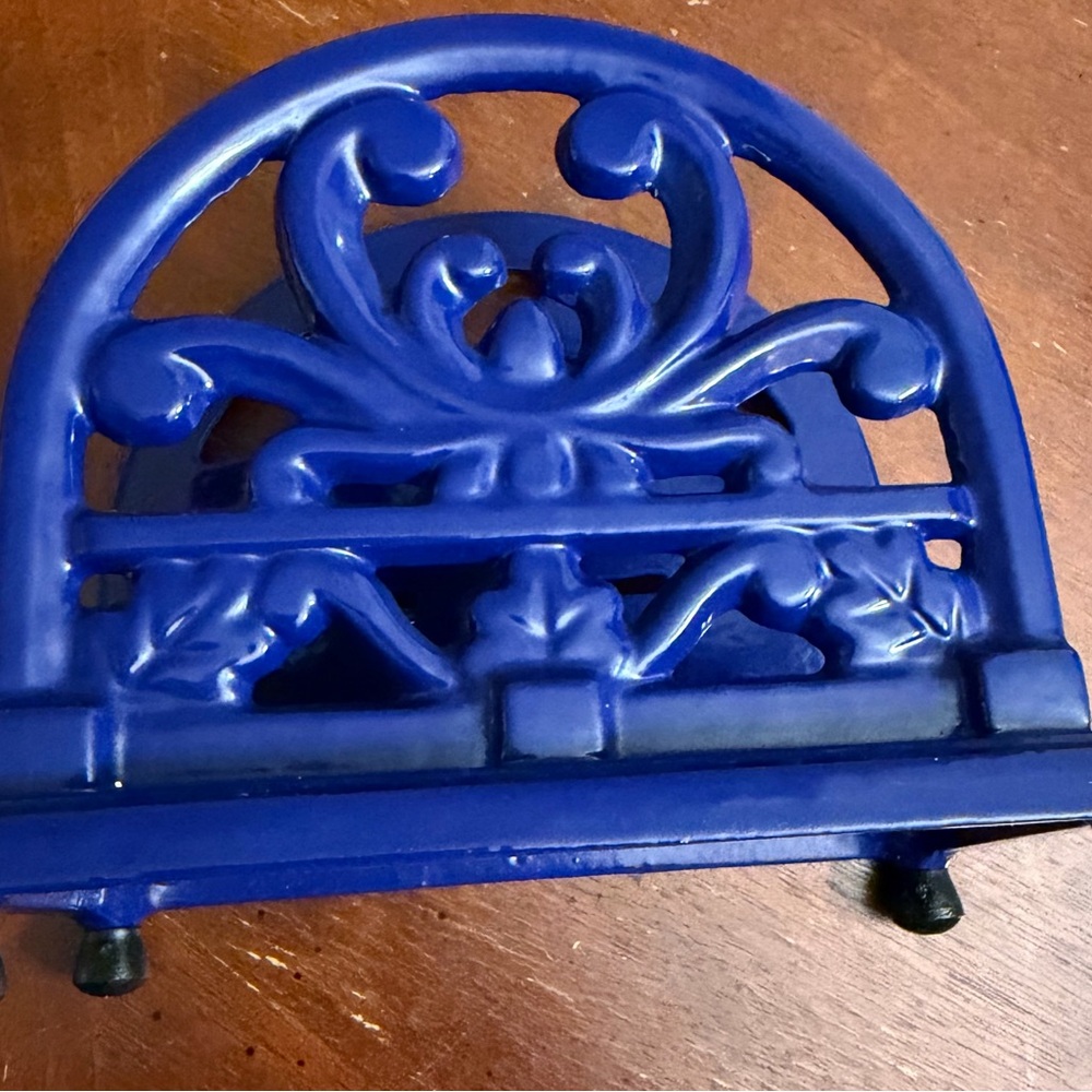 Blue Cast Iron Napkin Holder